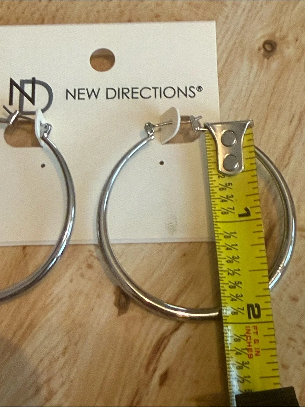 NWT. New Directions. Medium Silver Hoop Earrings.